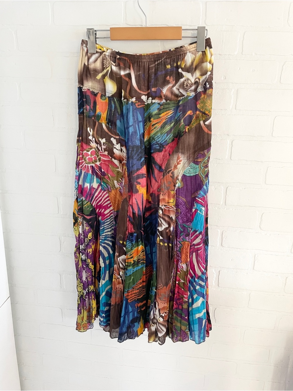 Y2K Patchwork Culotte Flare Pants Art To Wear Cotton Statement Sz S - Picture 5 of 16